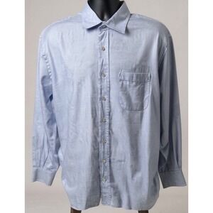 Peter Millar Mens Light Blue Textured Button Down Dress Shirt 17.5 L 100% Cotton